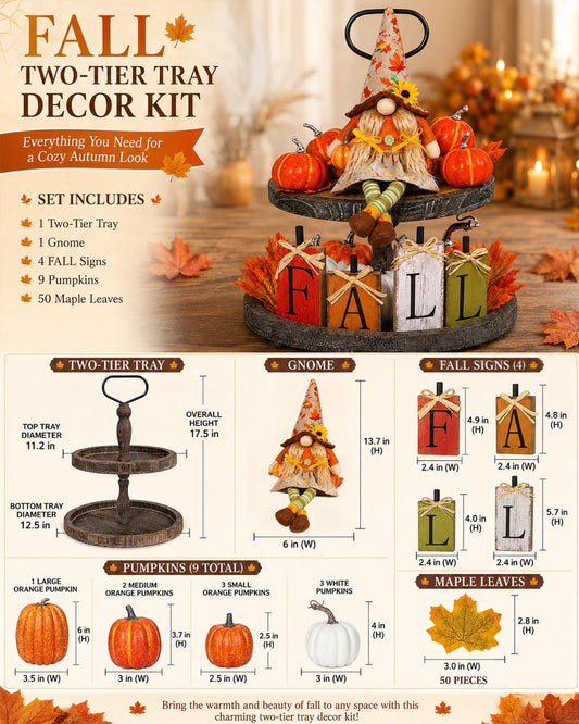 Fall Decor - Juego de 65 bandejas escalonadas, centros de mesa rúst...