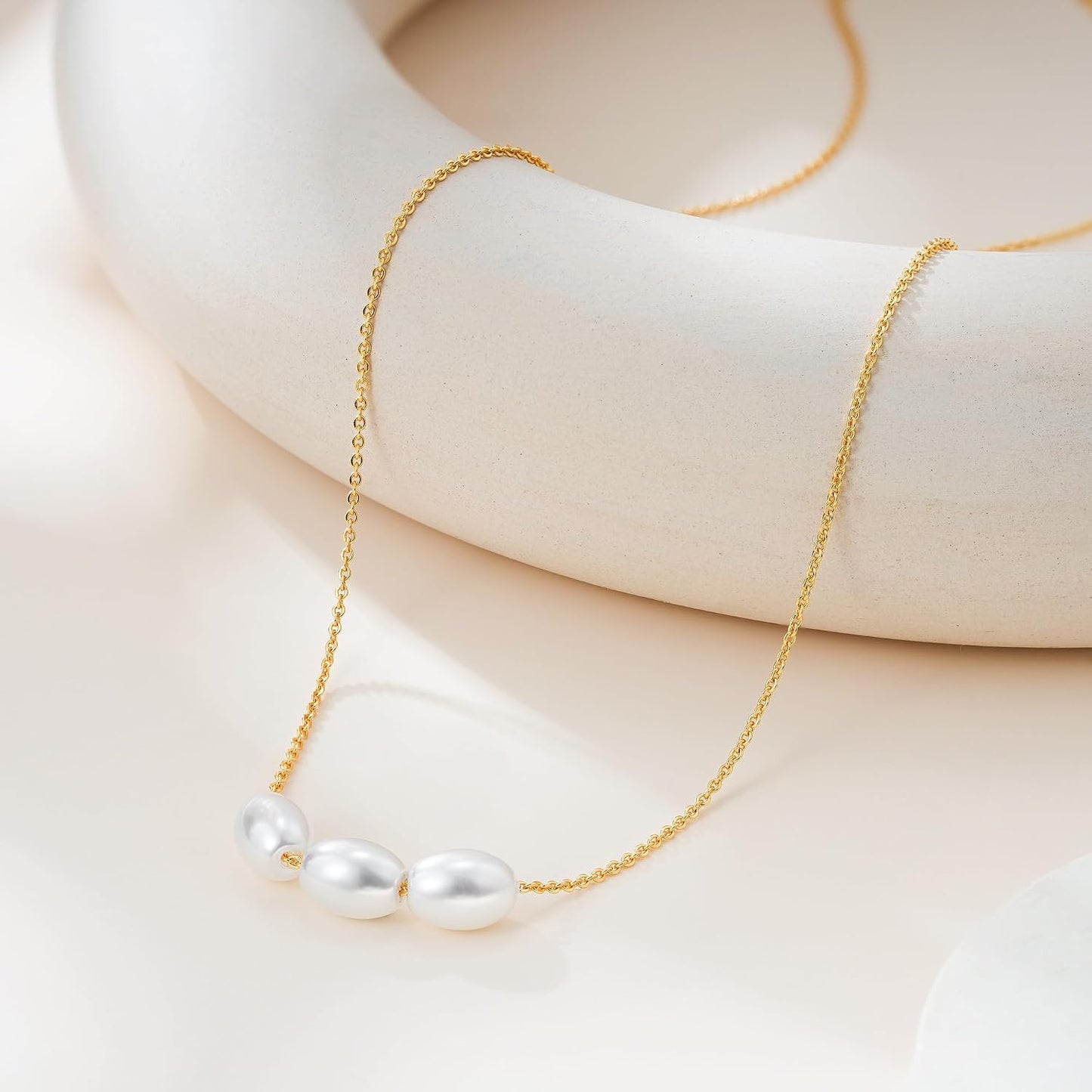 Eaciy Collares de perlas para mujer, modernos, chapados en oro de 1...