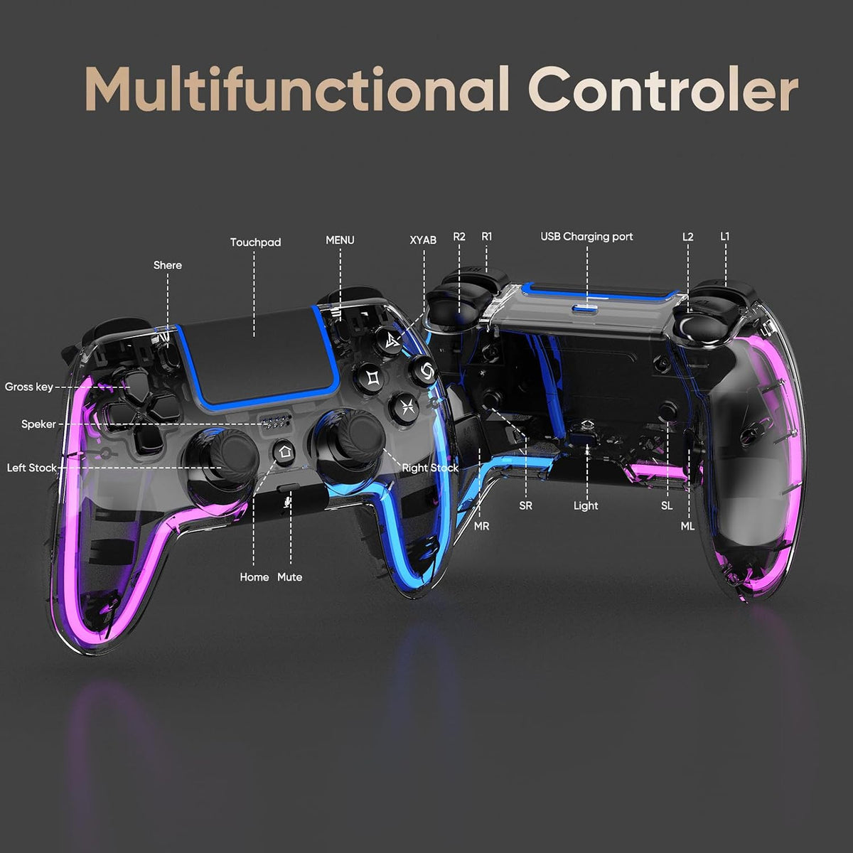 BETMI Controlador inalámbrico para PS5, Pro\/Slim\/MAC\/Steam Deck\...