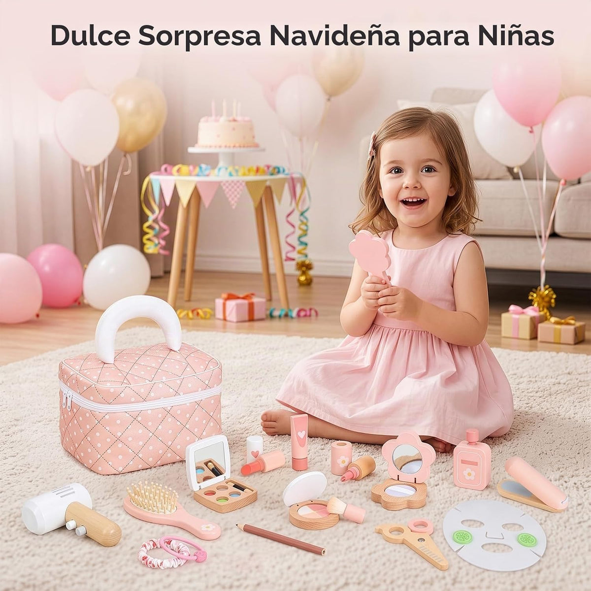 OOOK Maquillaje de madera para niños pequeños de 3 a 5 años con 23...