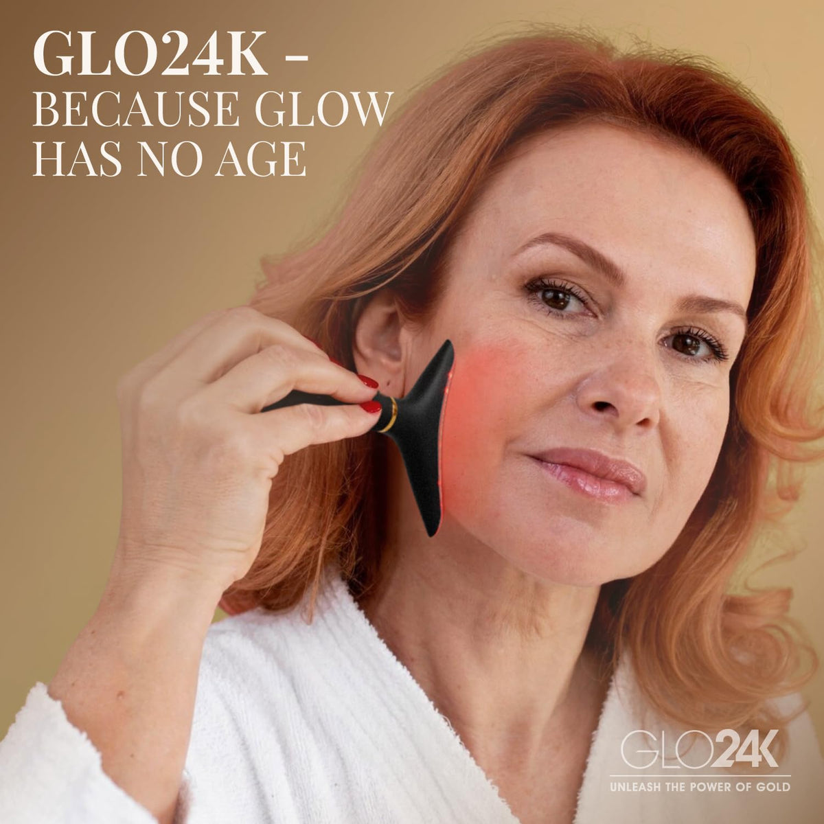 GLO24K - Masajeador facial LED para cara y cuello, varita de bellez...