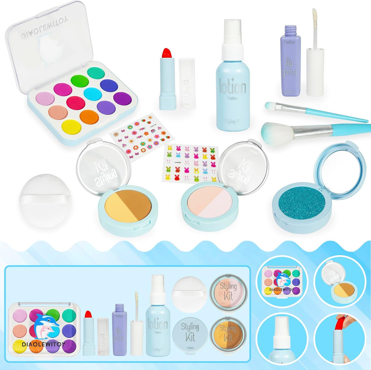 DIAOLEWITOY Kit de maquillaje de simulación para niñas, niños peque...