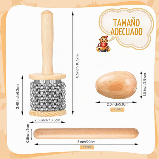 Nuanchu - Juego de instrumentos de percusión de mano de madera, 5 p...
