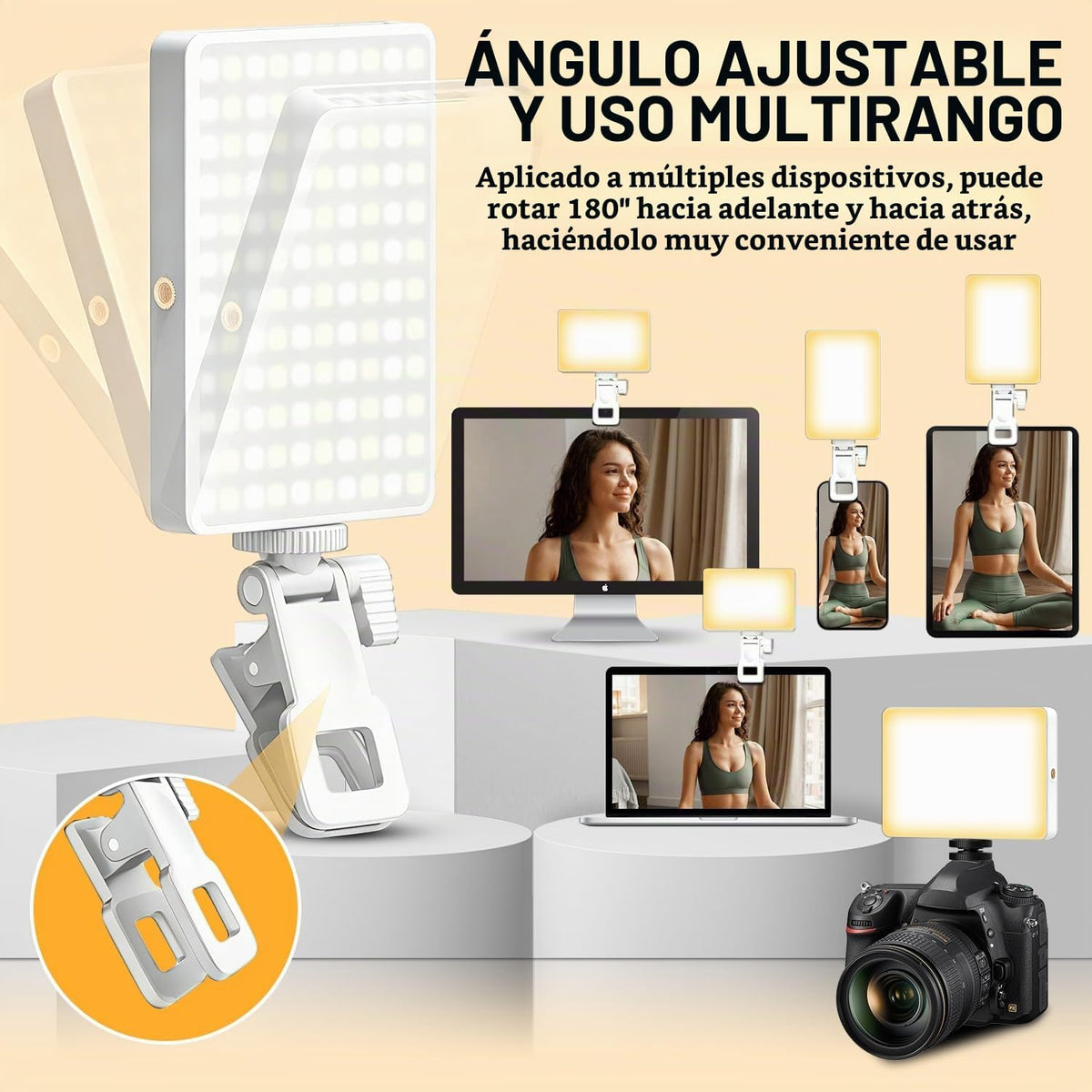 Luz de selfie de 120 LED para iPhone, luz de teléfono portátil con...