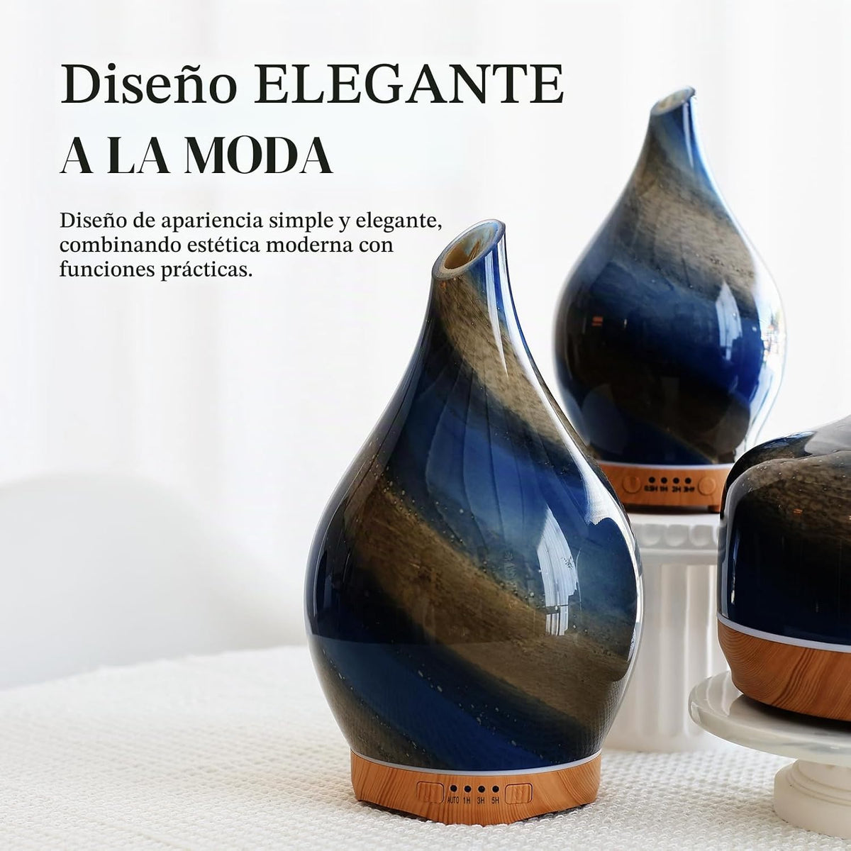 Porseme, difusor de aceite esencial de 280 ml, vidrio, cambia de co...