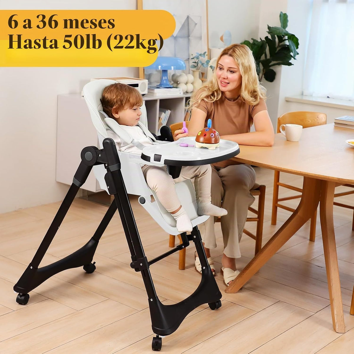 Silla alta 6 en 1 | Silla alta convertible para recién nacido a niñ...