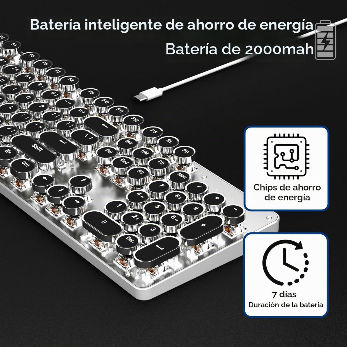 EWEADN TK950 - Teclado mecánico y ratón de máquina de escribir con...