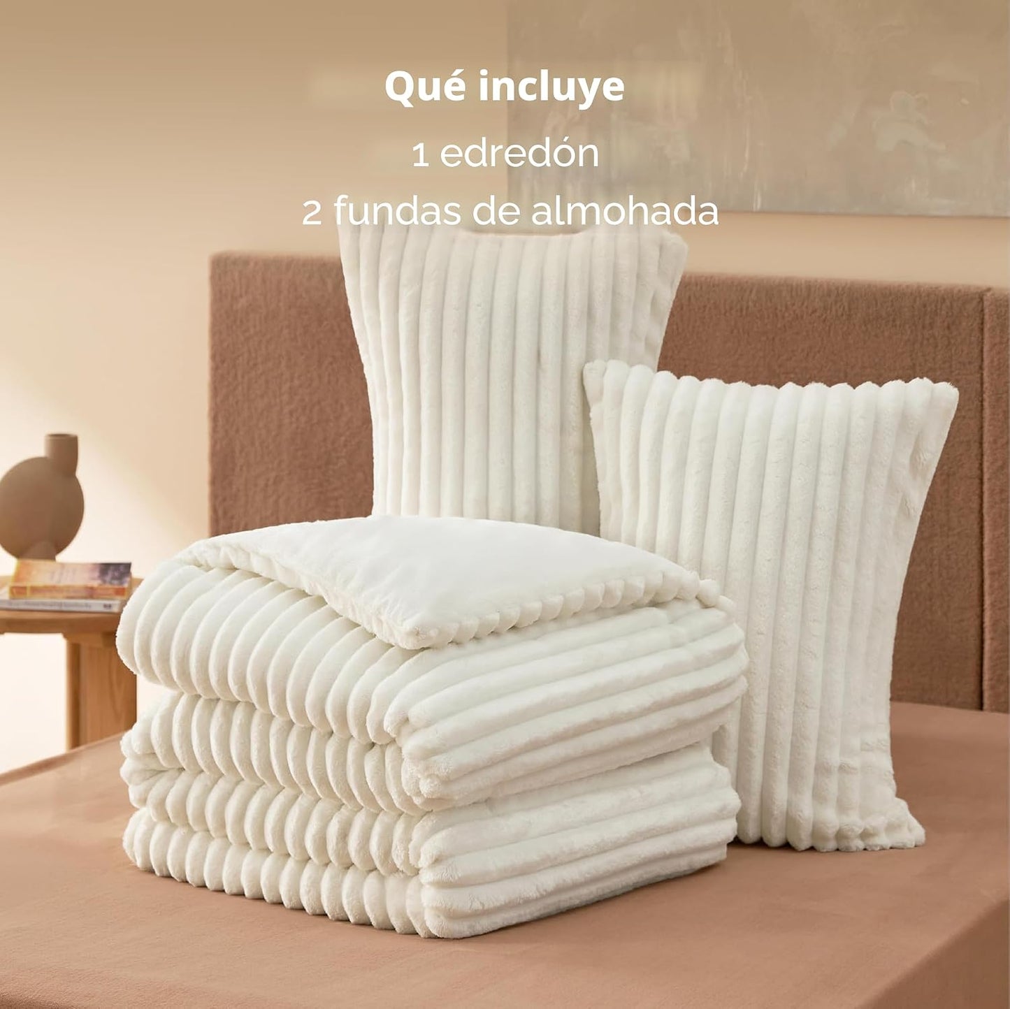 Bedsure Juego de edredón esponjoso tamaño Queen - Juego de cama súp...