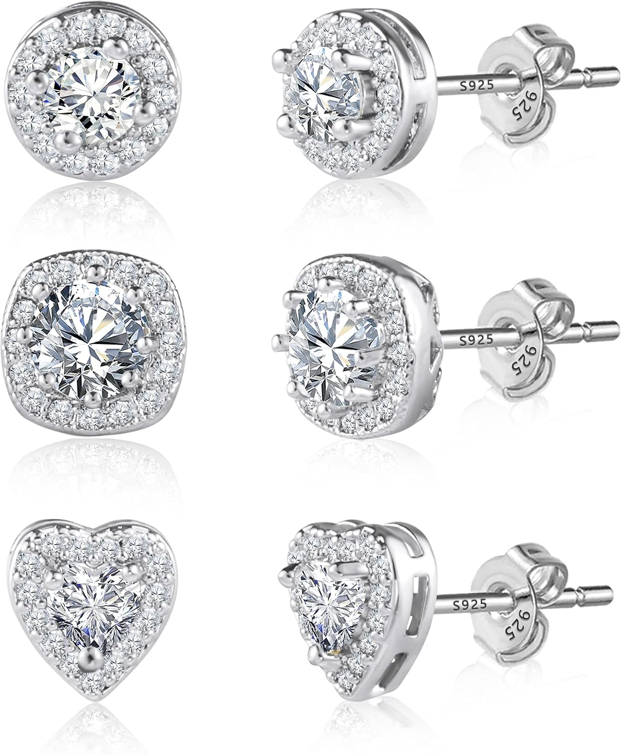 ALEXCRAFT Aretes de tuerca de plata de ley para mujeres y niñas, ci...