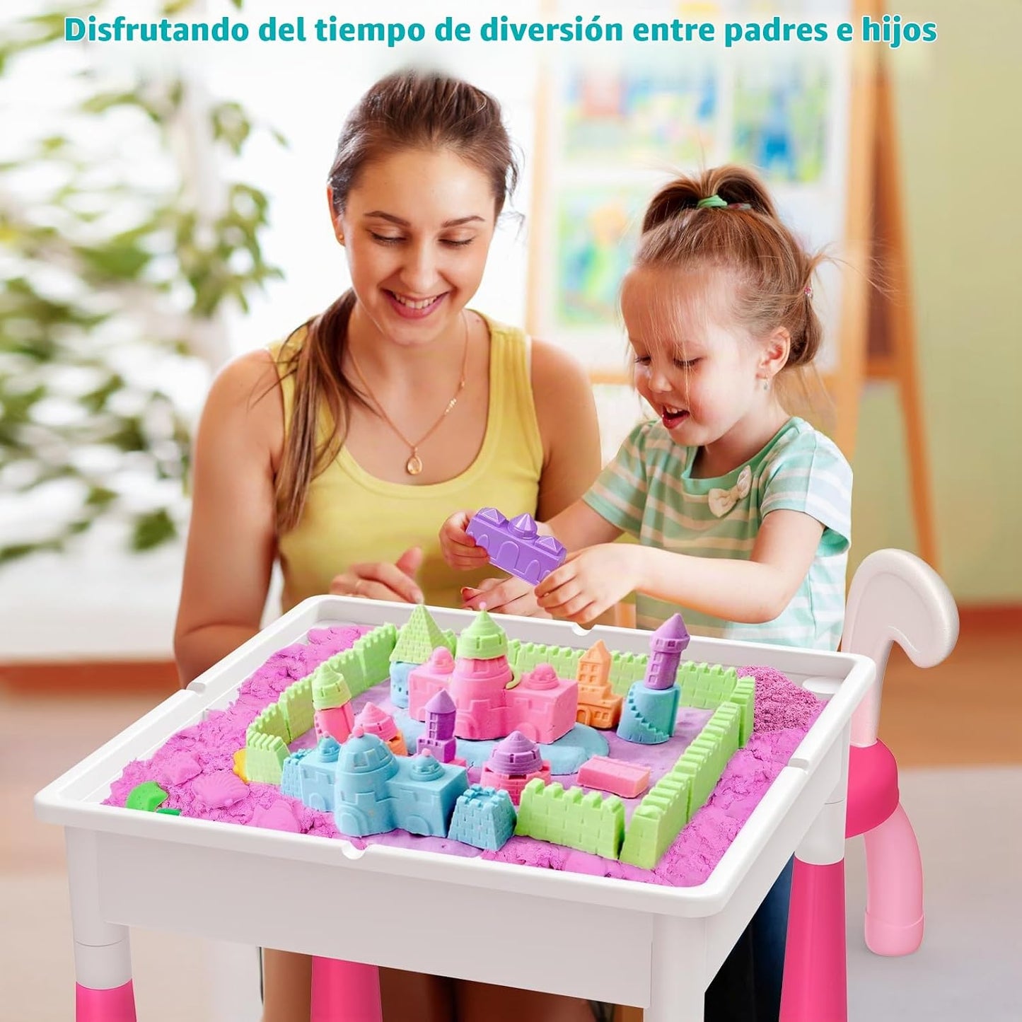 Mesa de actividades 7 en 1 para niños pequeños y 2 sillas, juego de...