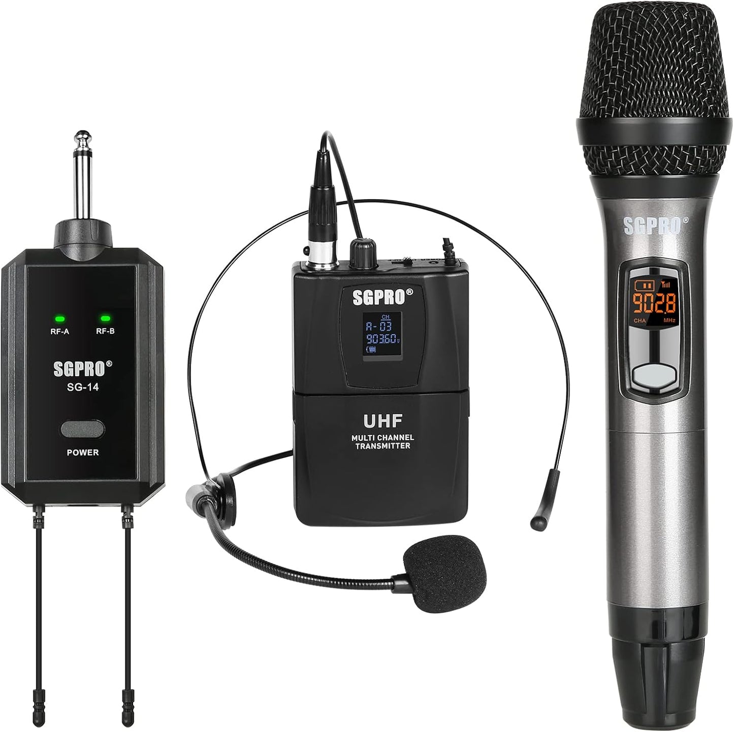 SGPRO Juego de micrófono inalámbrico multiusos con receptor compact...