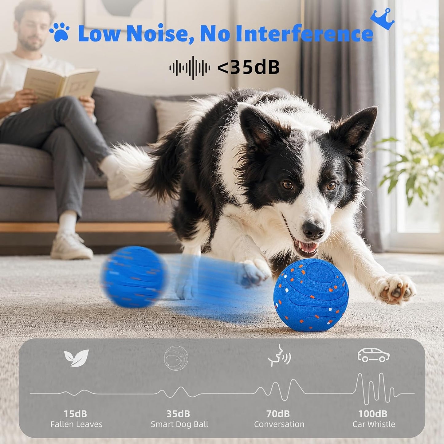 Pelota de juguetes inteligentes interactivos para perros, movimient...