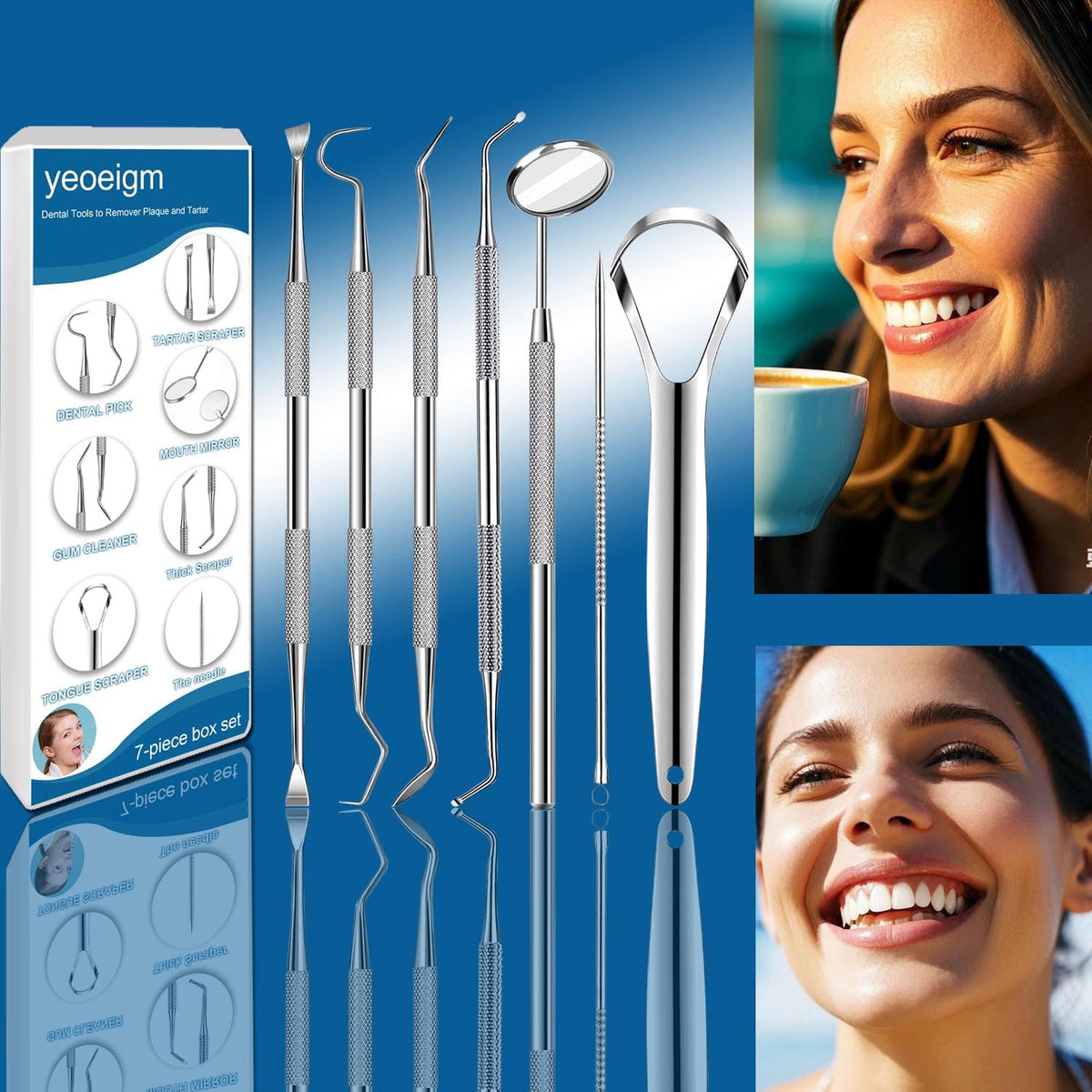 7 piezas de herramientas dentales, kit de higiene con palillos dent...