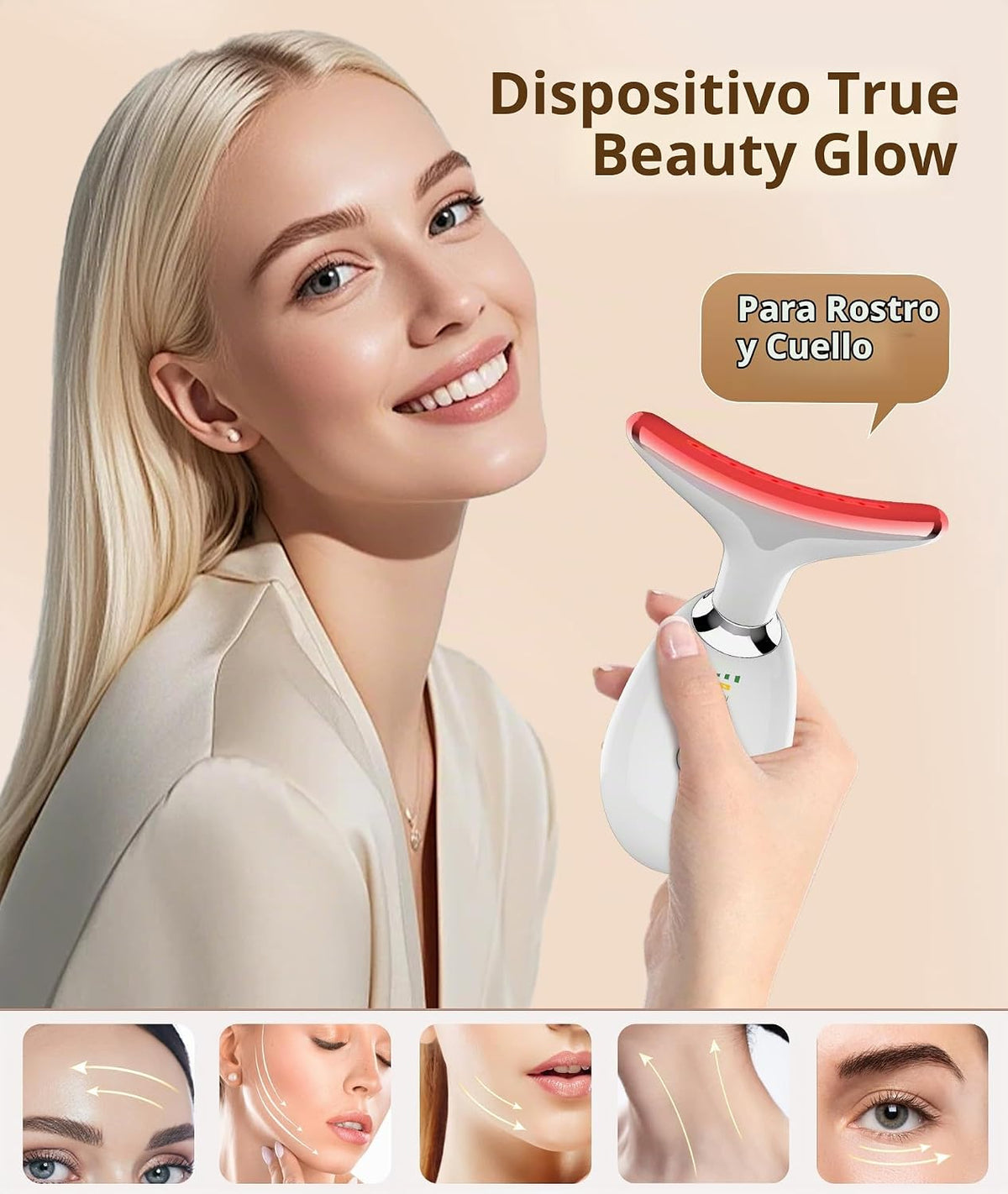 Jobazok Terapia de luz roja para cara y cuello, herramienta de masa...