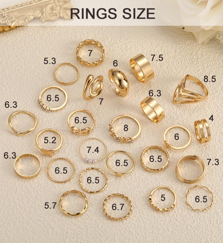 iF YOU Juego de 25 anillos dorados de nudillos para mujer, anillos...