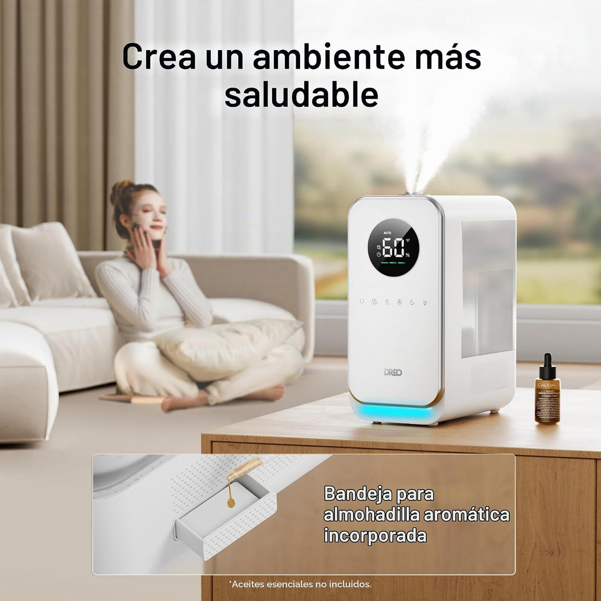 Dreo Humidificadores para recámara, humidificador inteligente de ni...