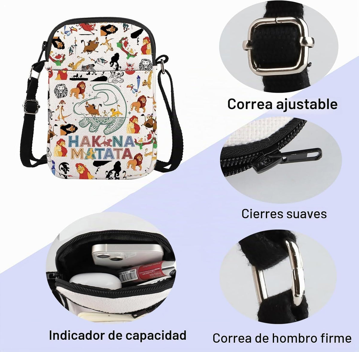 ENSIANTH Bolsa cruzada de película de dibujos animados Kingdom, bol...
