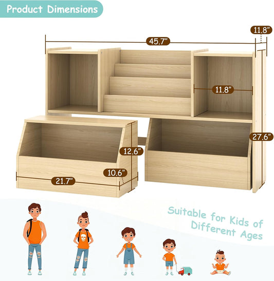 EXPERLAM Estantería de madera maciza para niños y organizador de al...