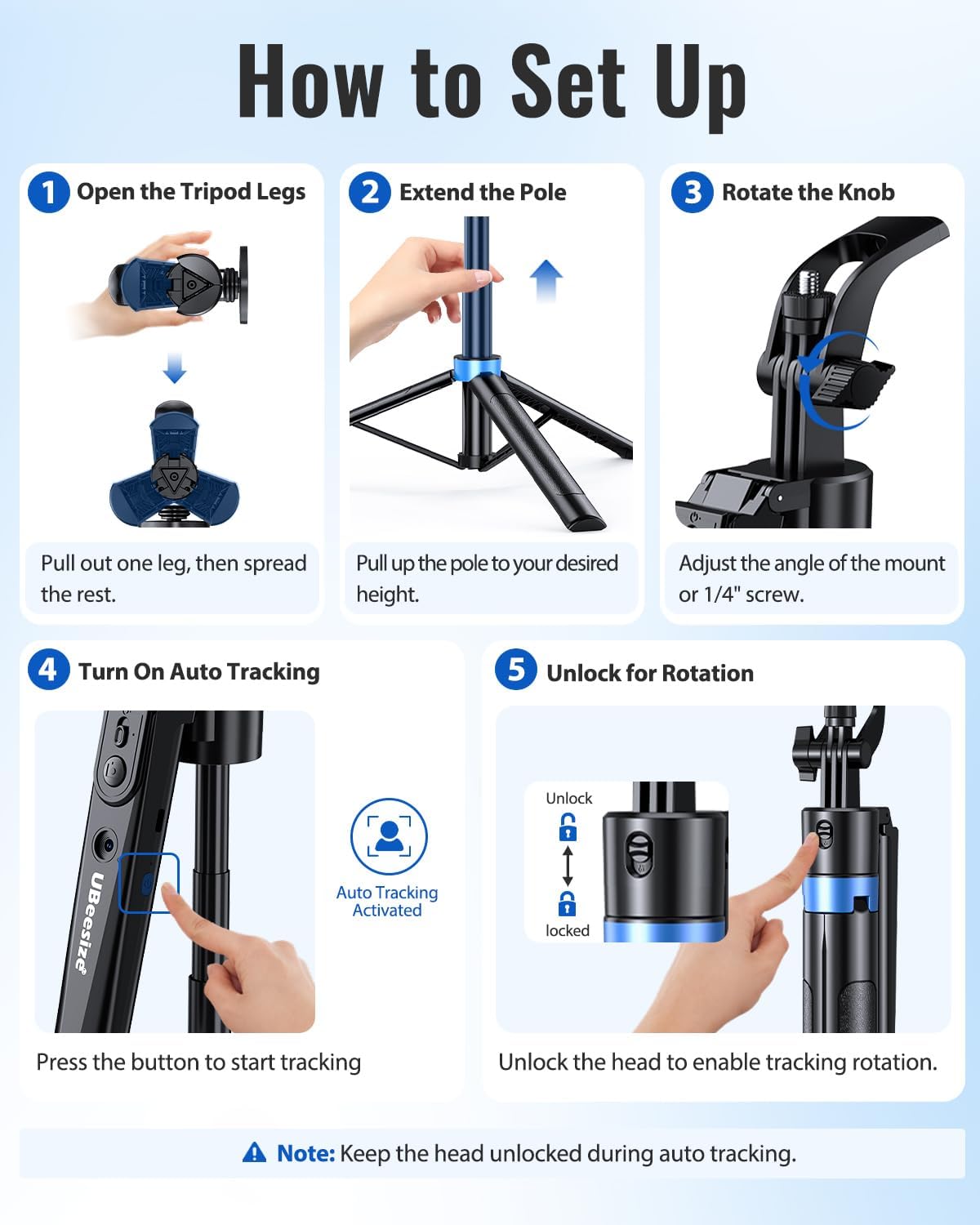 UBeesize Trípode de seguimiento facial automático de 72 pulgadas pa...