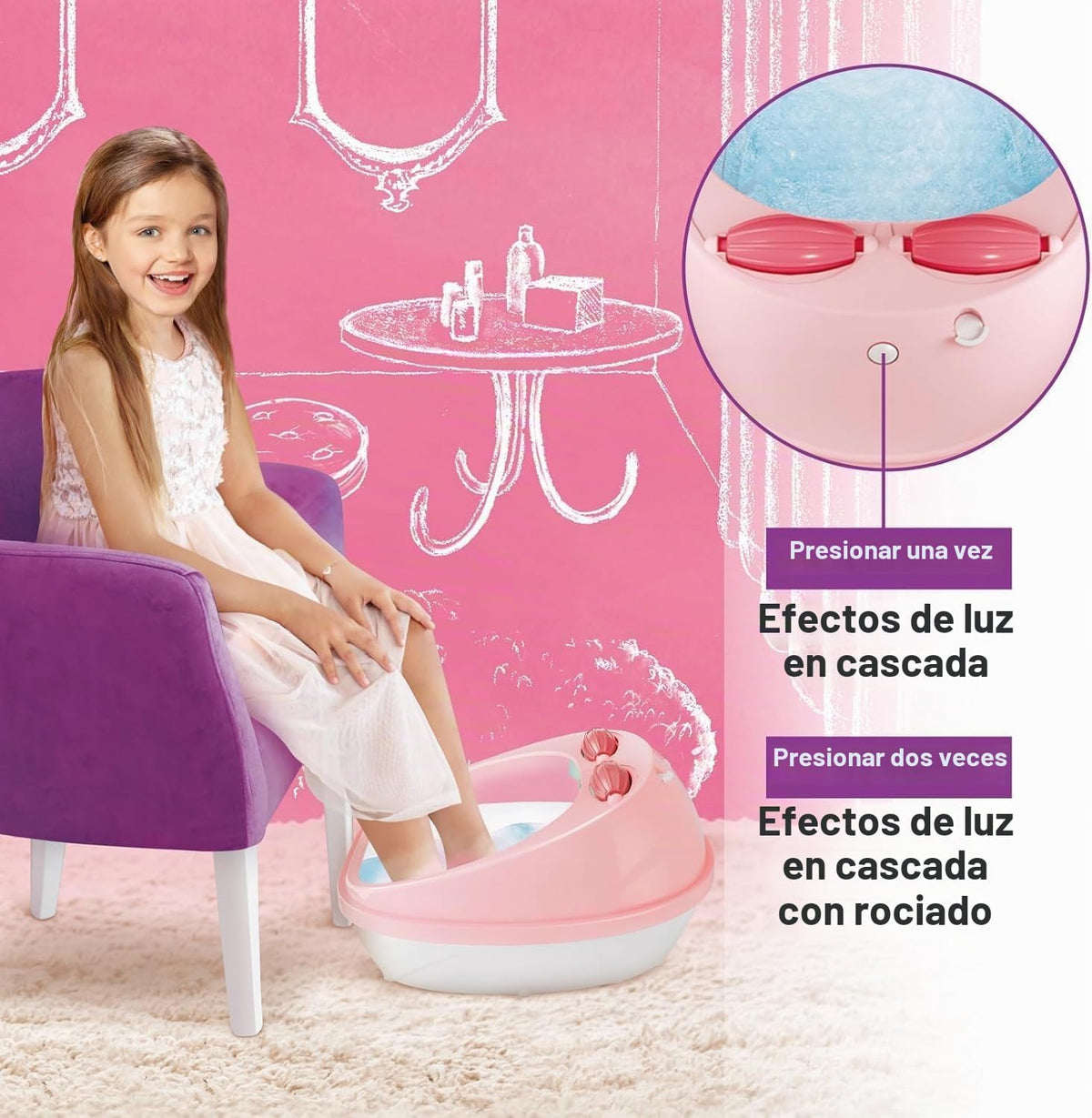 Kit de spa de pies para niñas de 6 a 12 años, juego de arte de uñas...