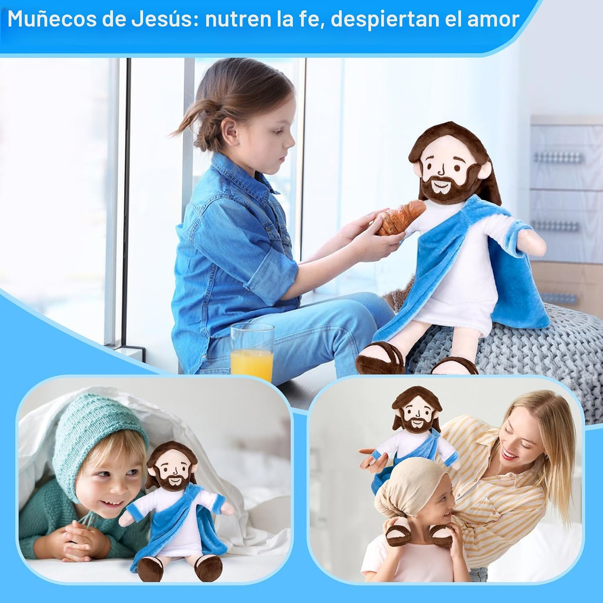 Enryounr Jesús de peluche, muñeco de peluche religioso con túnica a...