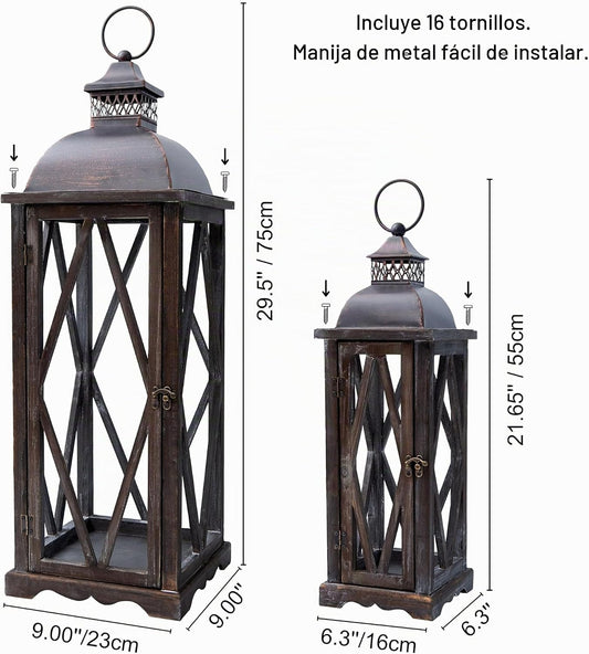 Perfnique Faroles de exterior de granja para patio, juego de 2 faro...