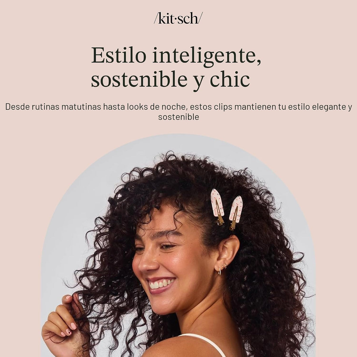 Kitsch Pinzas para el cabello sin arrugas para mujer, estampado de...
