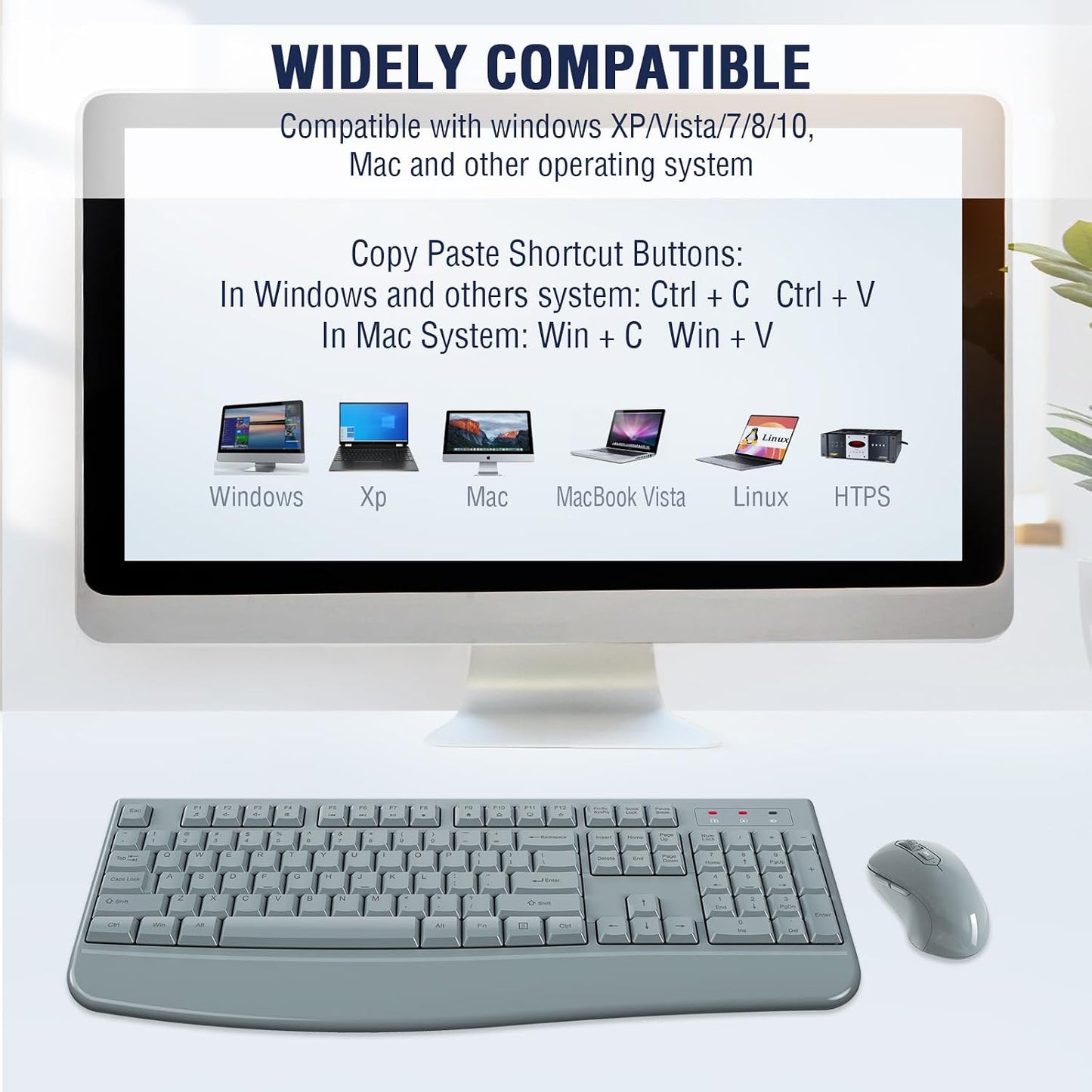 Combo de teclado y ratón inalámbricos de tamaño completo 2.4GHz con...