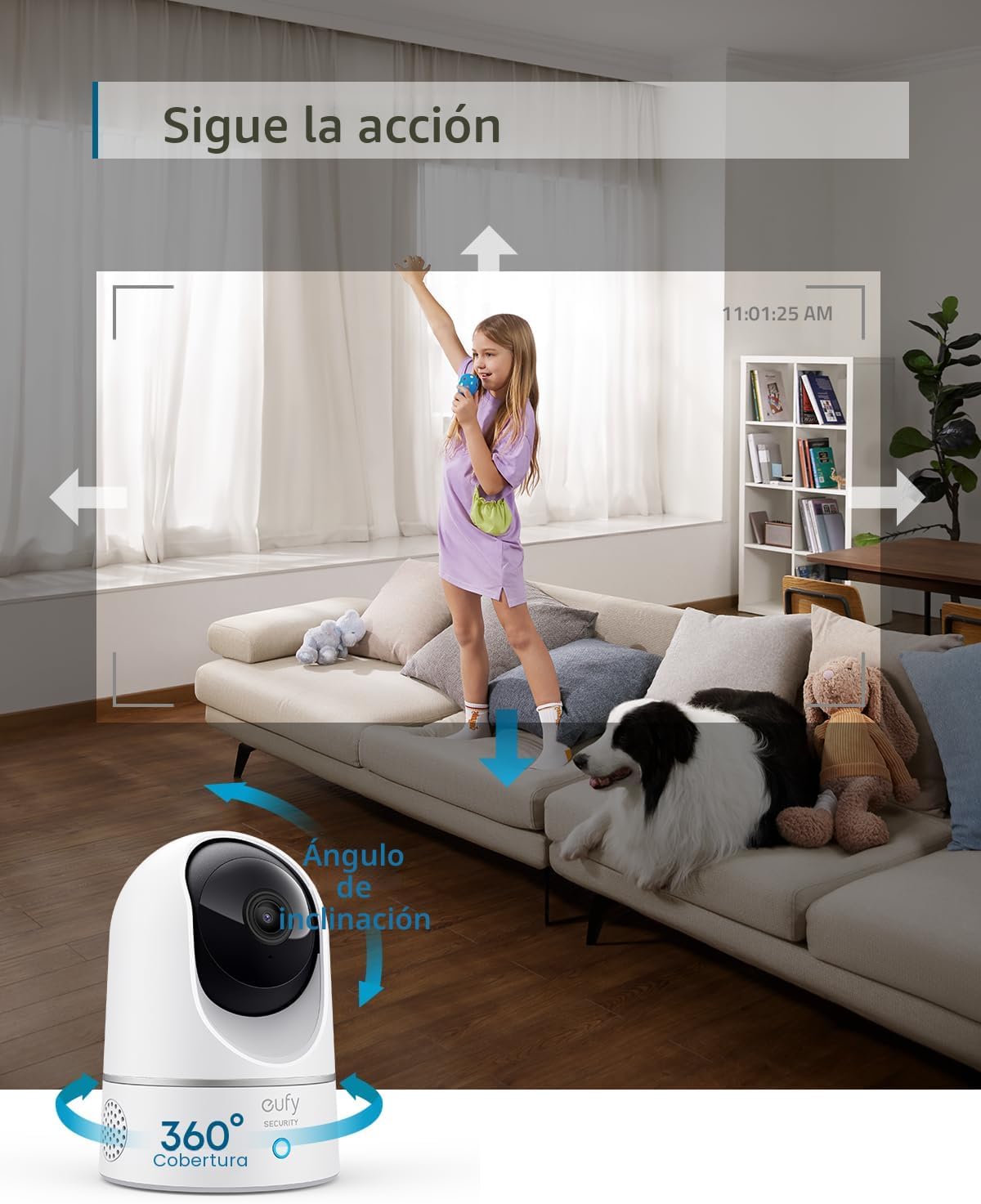 eufy Security Cámara interior E220, cámara para perro\/mascota, Pan...