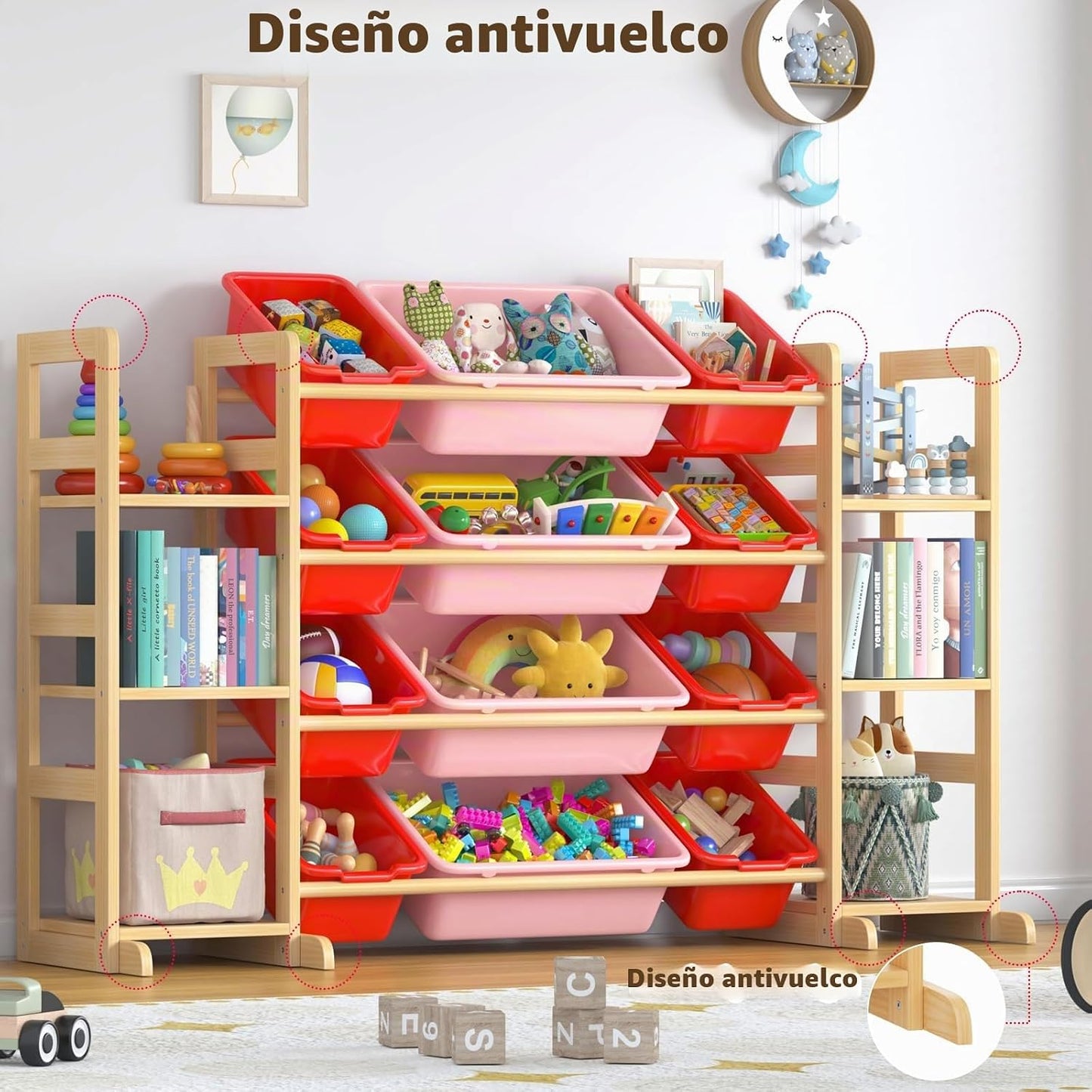 Ratulie Organizador grande de almacenamiento de juguetes para niños...