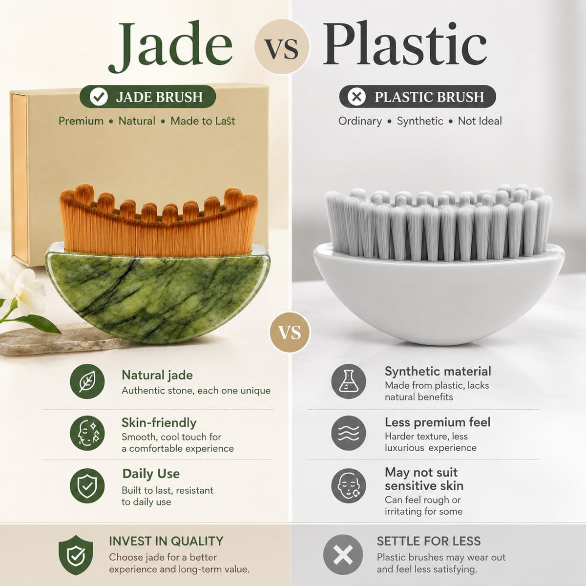 Paquete de 2 cepillos linfáticos de jade, cepillo de masaje facial...