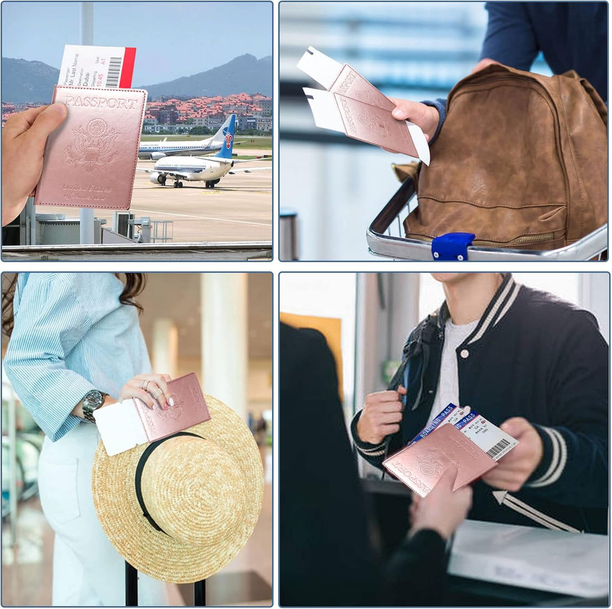 Funda para Pasaporte Tipo Cartera con Bloqueo RFID de Cuero Ranura...