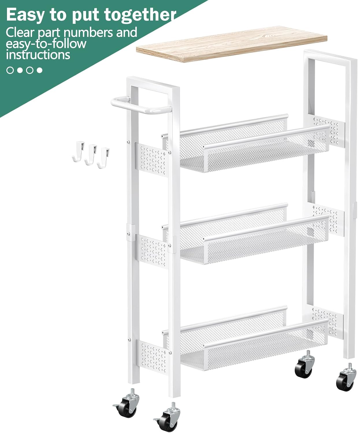 Vivihomety Carrito de Almacenamiento Utilitario Delgado, Carrito Ro...