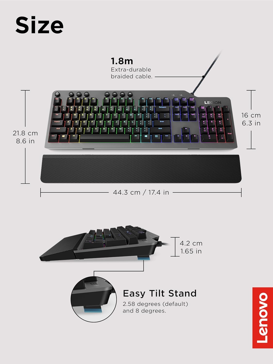 Lenovo GY40T26478 Legion K500 RGB Teclado mecánico para juegos, tec...