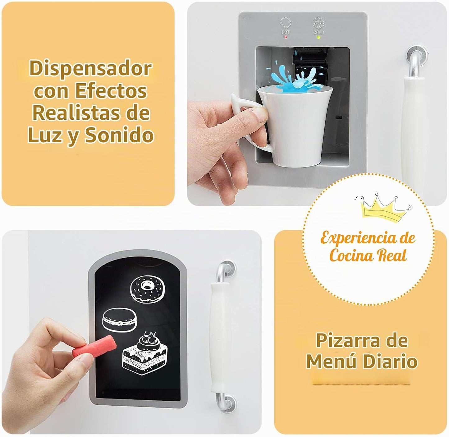 Costzon Juego de cocina para niños, cocina de juguete de madera con...