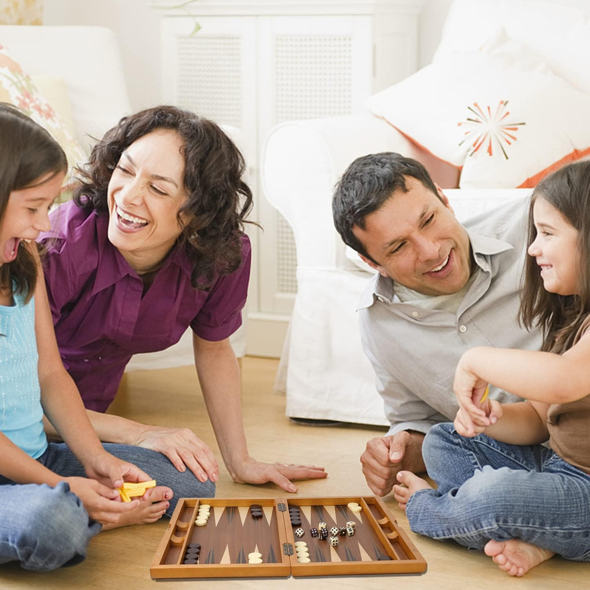 GSE - Juego de tablas de backgammon con incrustaciones de madera pr...