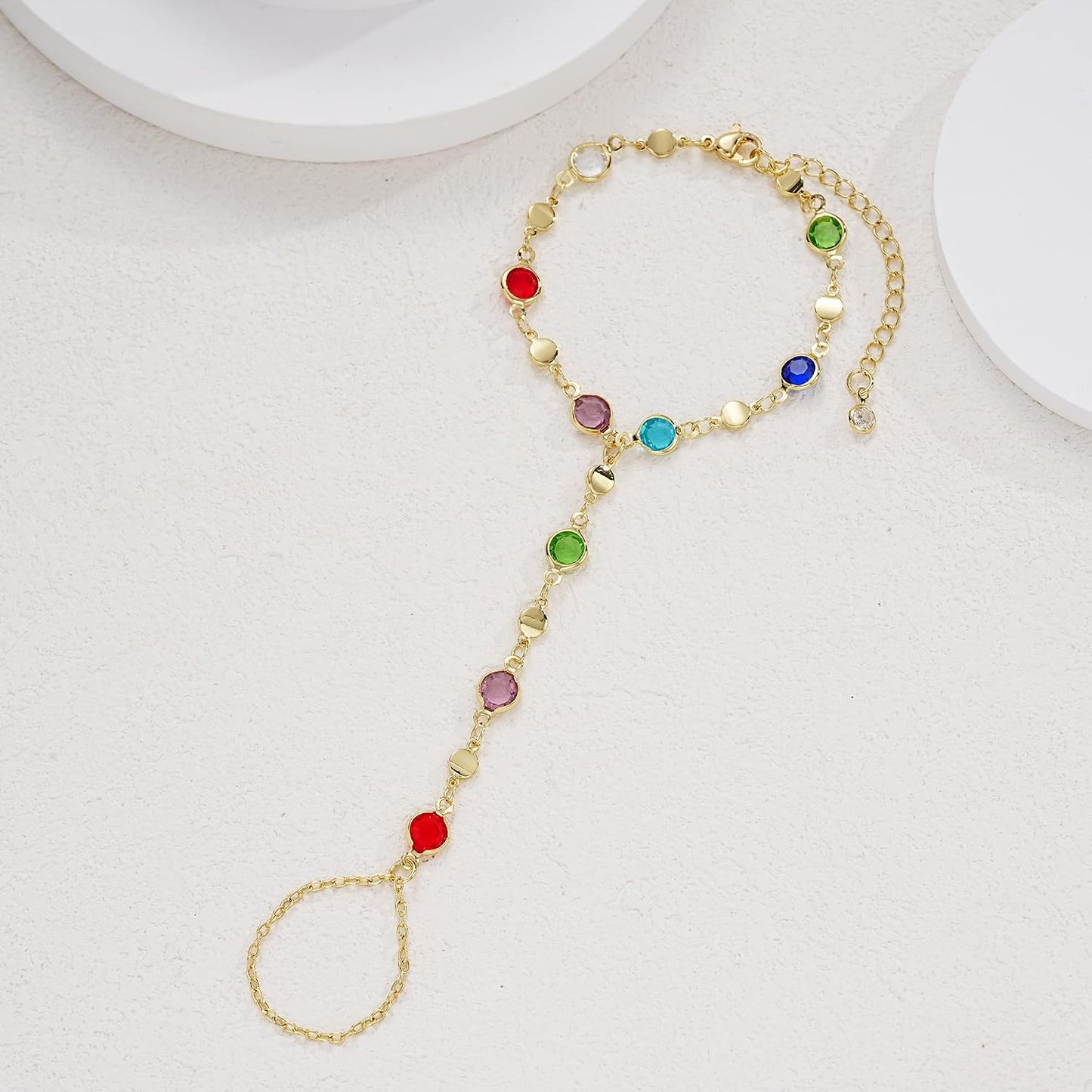 3 piezas de pulseras de cadena de mano chapadas en oro de 14 quilat...