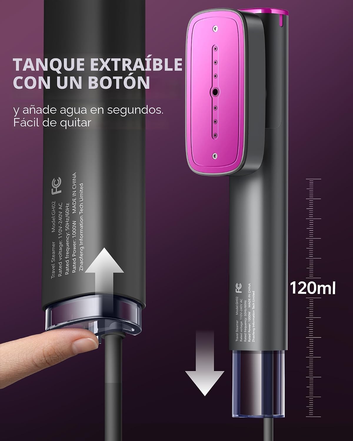 OGHom Vaporizador para ropa, vaporizador de viaje de 110-240 V y pl...