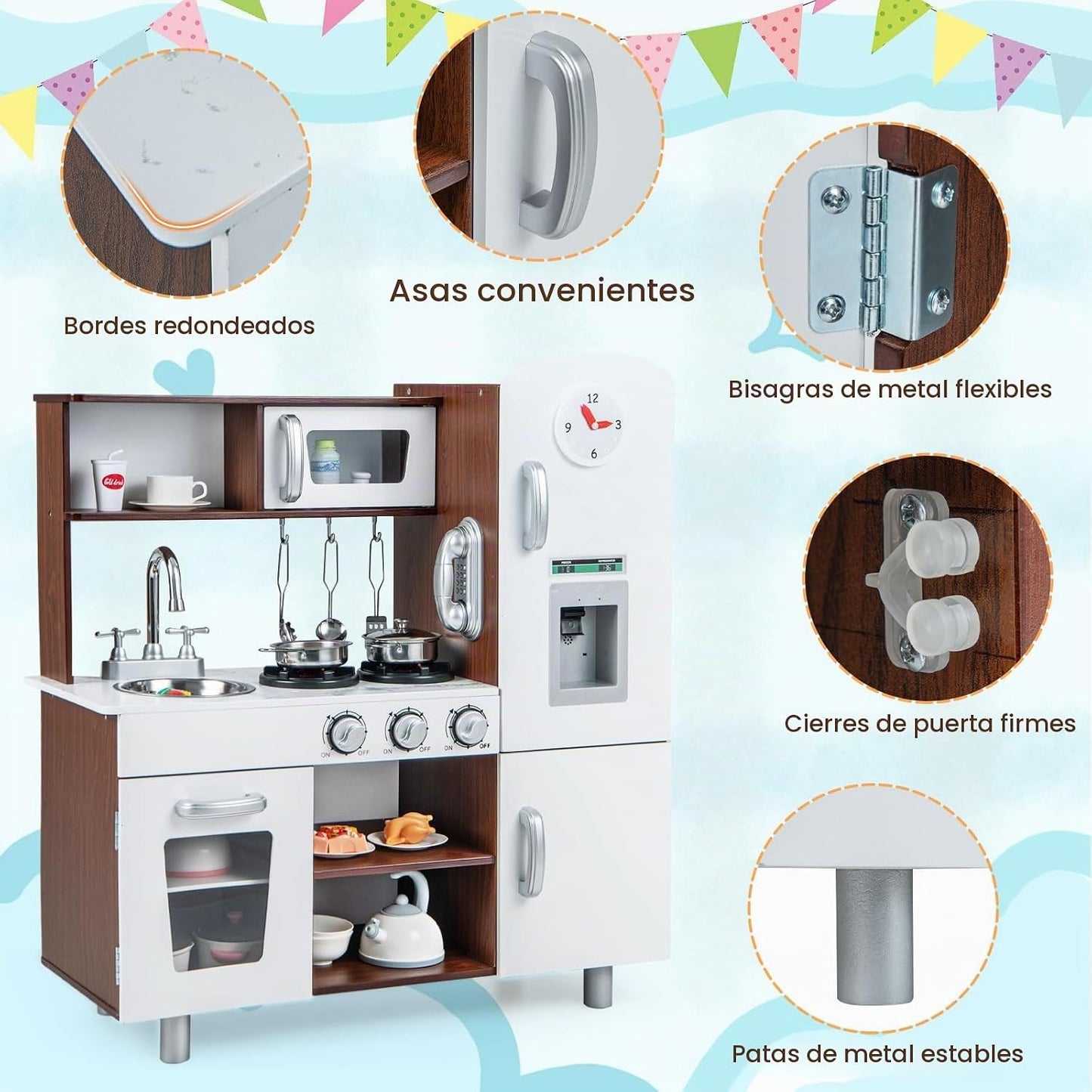 HONEY JOY Juego de cocina para niños, cocina de madera para niños p...
