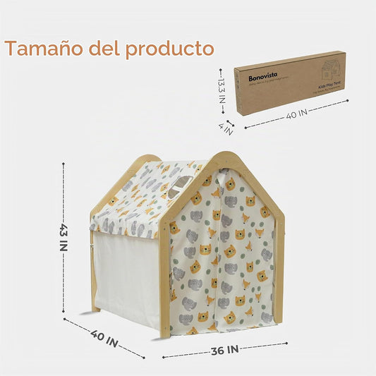 Tienda de juegos de madera para niños, casa de juegos de lona inter...