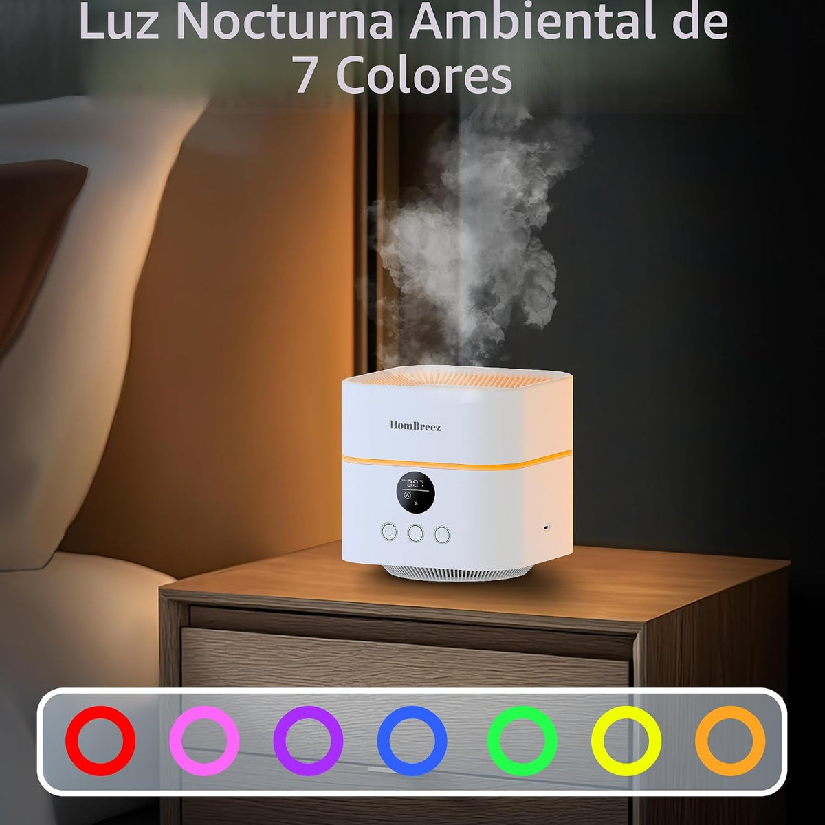 HomBreez Combo de purificador de aire y humidificador para dormitor...