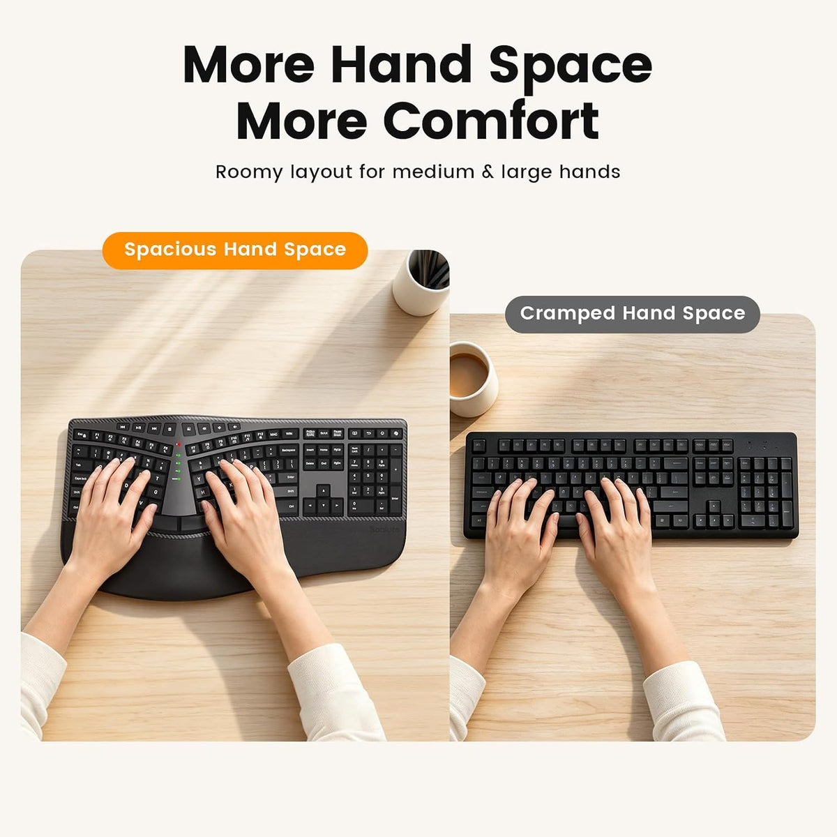 SABLUTE Combo ergonómico de teclado y mouse, diseño dividido, mouse...