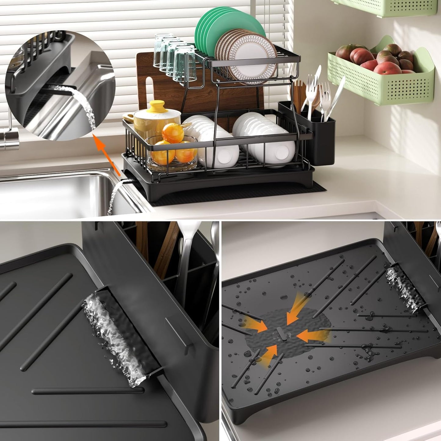 Godboat Escurridor de Platos, Escurridor de Platos de 2 Niveles con...