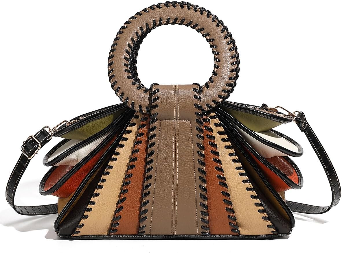 Bolso de mano con asa superior multicolor de diseño para mujer, gra...