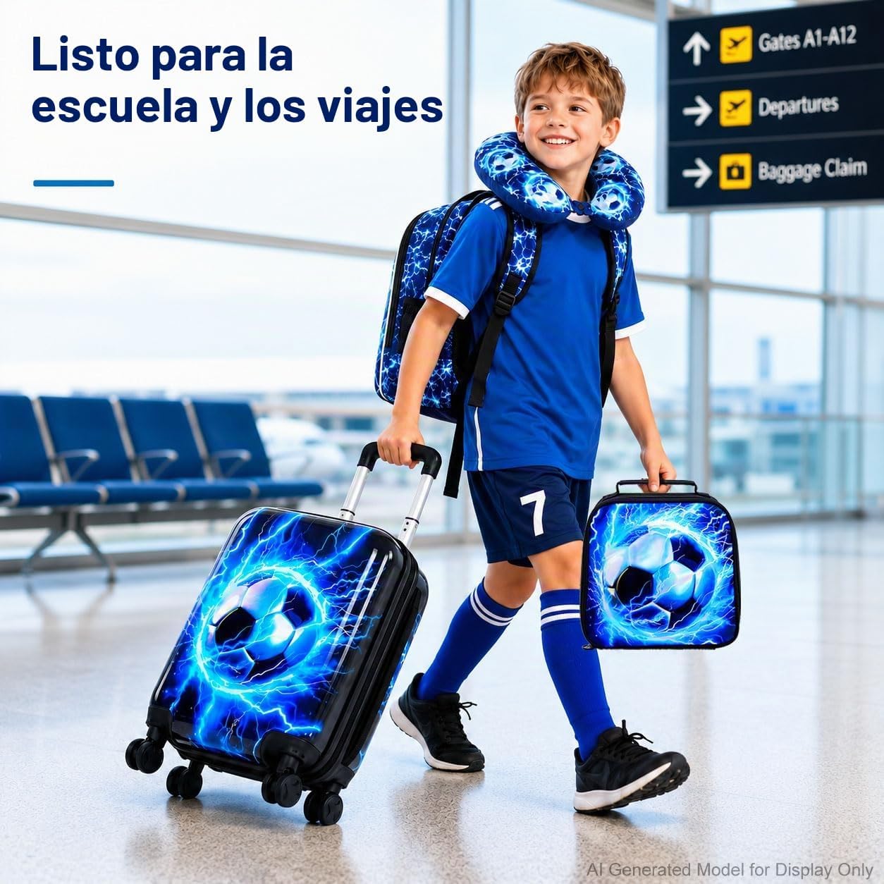 Juego de 5 maletas para niños, aprobado por aerolíneas con ruedas g...