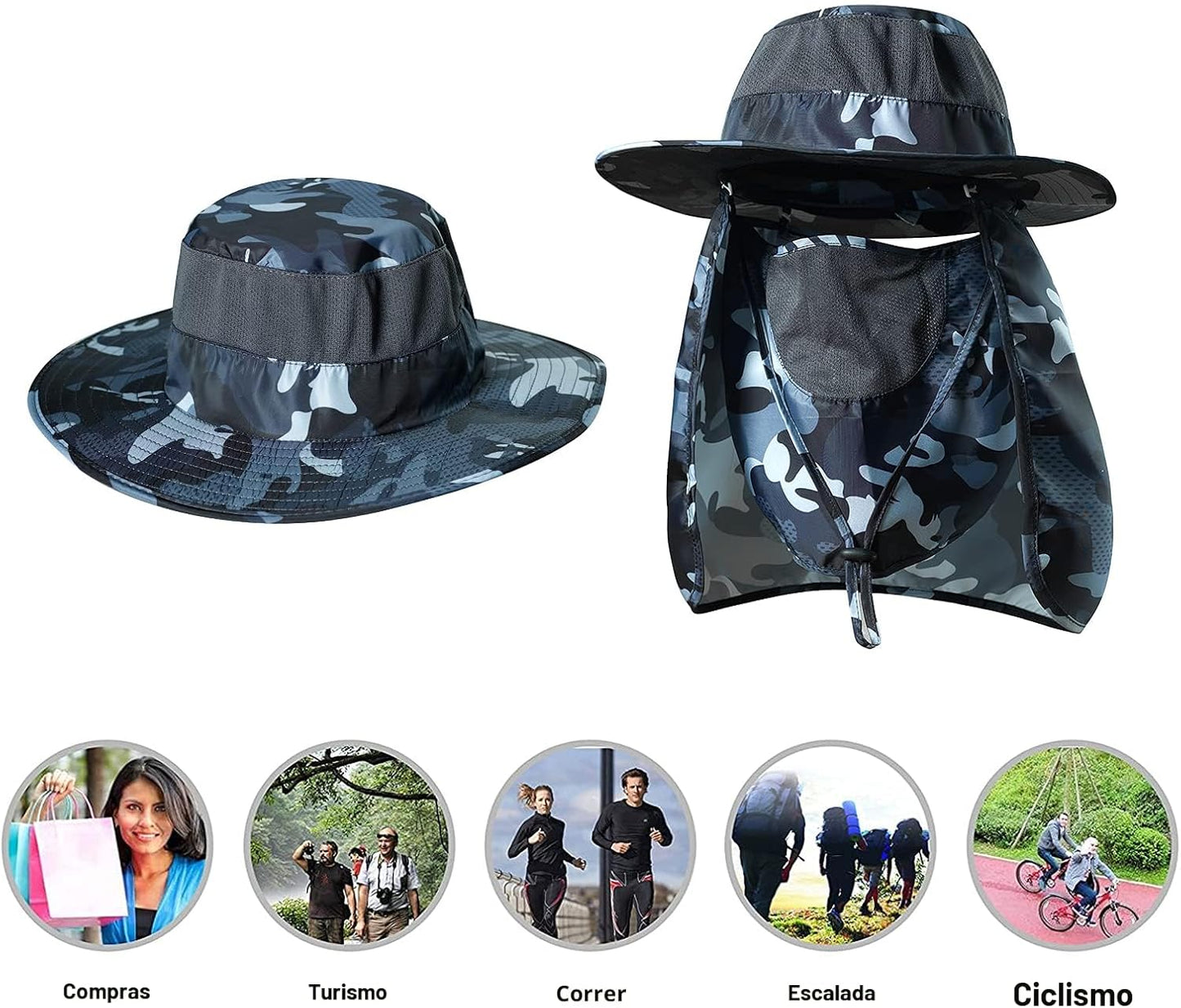 Sombrero de pesca, gorra para el sol con protección solar UPF 50+ y...