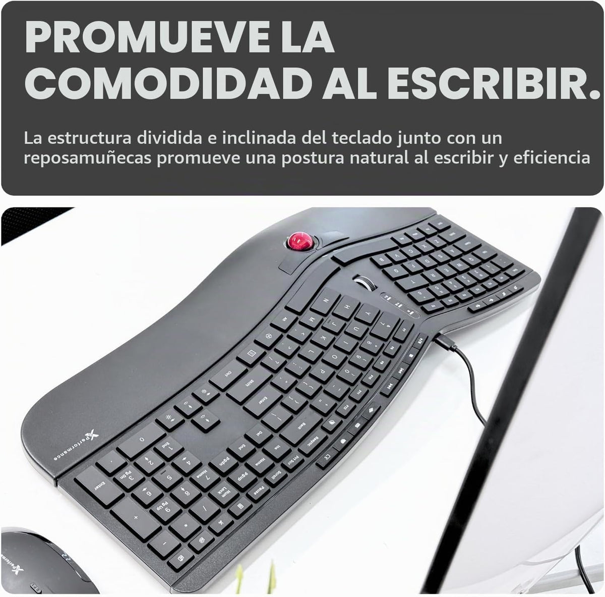 X9 Performance Teclado Inalámbrico Ergonómico con Trackball - Recar...