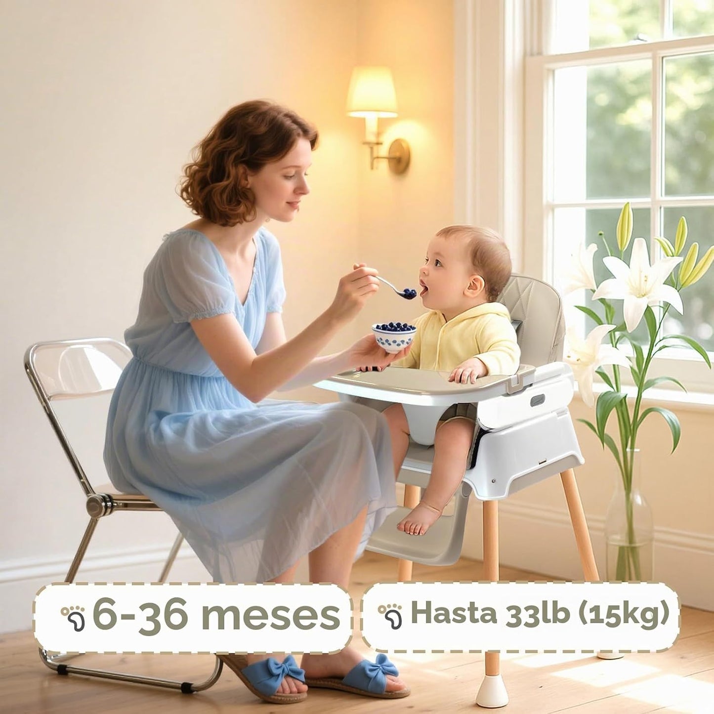 JOYMOR Silla alta 5 en 1 para bebés y niños pequeños, silla alta po...