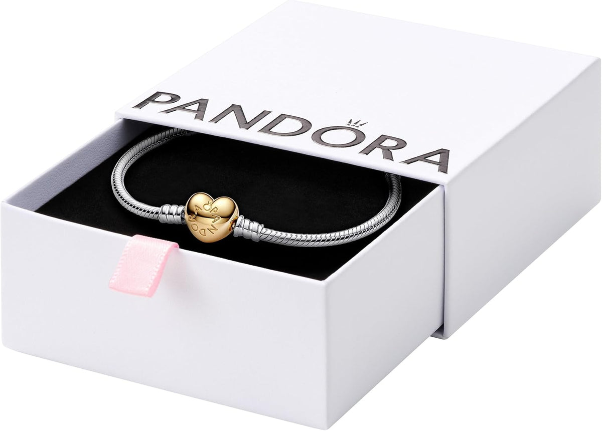 PANDORA Moments - Pulsera de cadena de serpiente con cierre de corazón