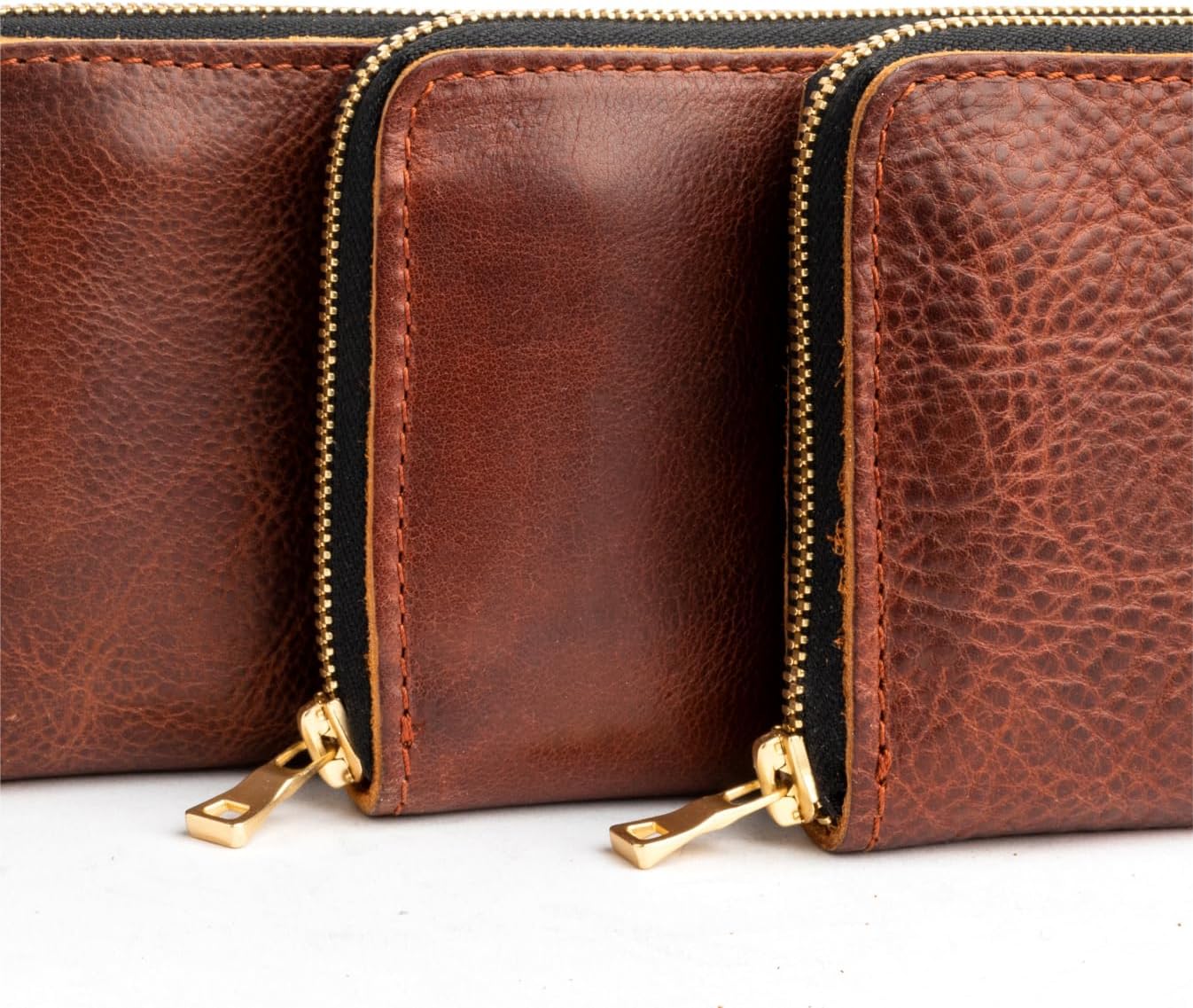 Portland Leather Goods Cartera con cremallera de acordeón para muje...